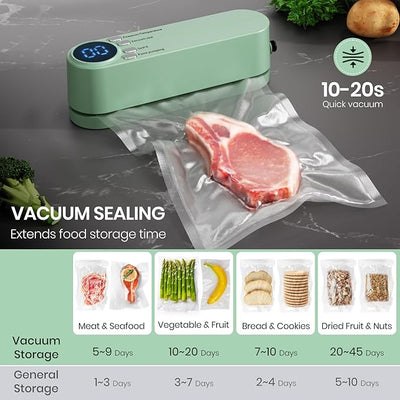Mini Vacuum Sealer 3 in 1 Cordless Food Sealer for Dry/Moist Food Storage Portable Handheld