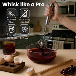 Premium Small Egg Blender | Hand Push Whisk (Pack Of 2) + Free Egg Separator