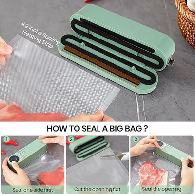 Mini Vacuum Sealer 3 in 1 Cordless Food Sealer for Dry/Moist Food Storage Portable Handheld