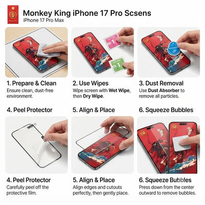 Monkey King Curve Edge HD Clear Tempered Glass For iPhone 17 Pro Max