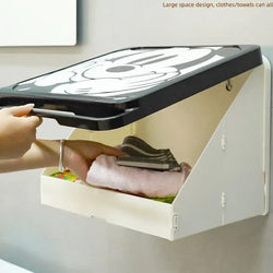 Wall-Mounted Bathroom Organizer - 2-in-1 Foldable Storage Box | Hanging Shelf