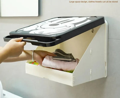 Wall-Mounted Bathroom Organizer - 2-in-1 Foldable Storage Box | Hanging Shelf