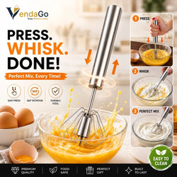 Premium Small Egg Blender | Hand Push Whisk (Pack Of 2) + Free Egg Separator