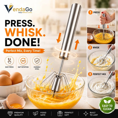 Premium Small Egg Blender | Hand Push Whisk (Pack Of 2) + Free Egg Separator
